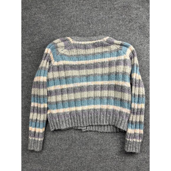 Saltwater Luxe Sweater Womens Large Gray Pastel Stripe Button Cardigan Knit - Picture 7 of 7